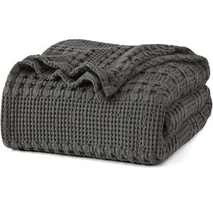 Charcoal Grey, Waffle Weave, Queen Size Blanket
